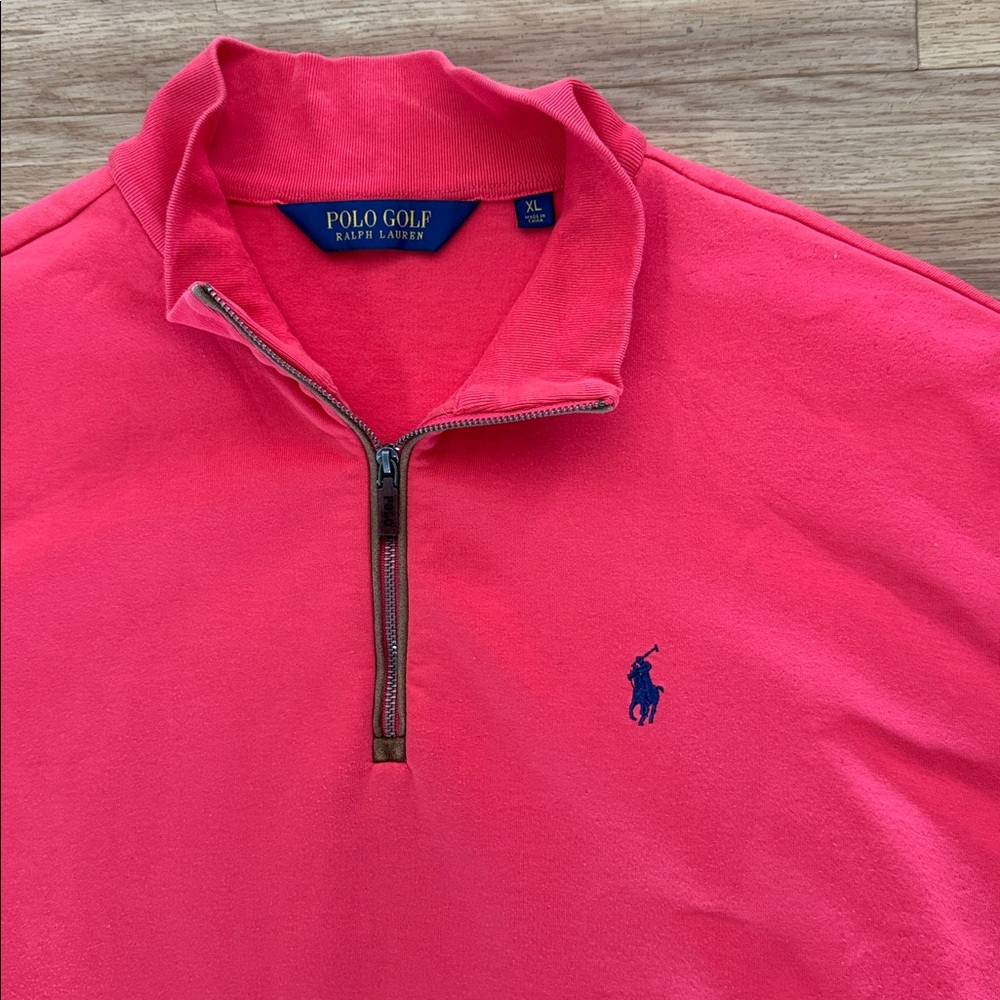 Polo Golf Ralph Lauren Men's Luxury Jersey Quarter-Zip Pullover Size XL Coral